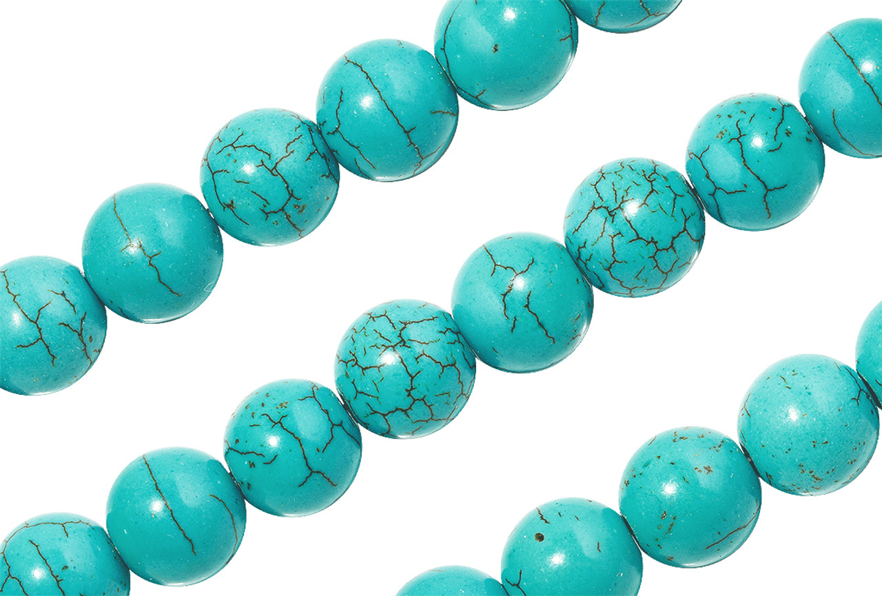 10mm Skull Beads in Turquoise Color Faux Howlite, Fun Lightweight