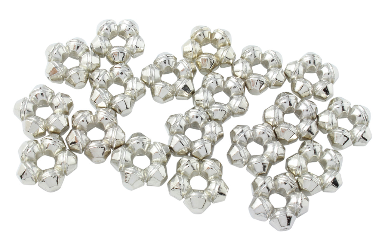 10 Pcs 18x11.8 mm Silver Plastic Flower Beads