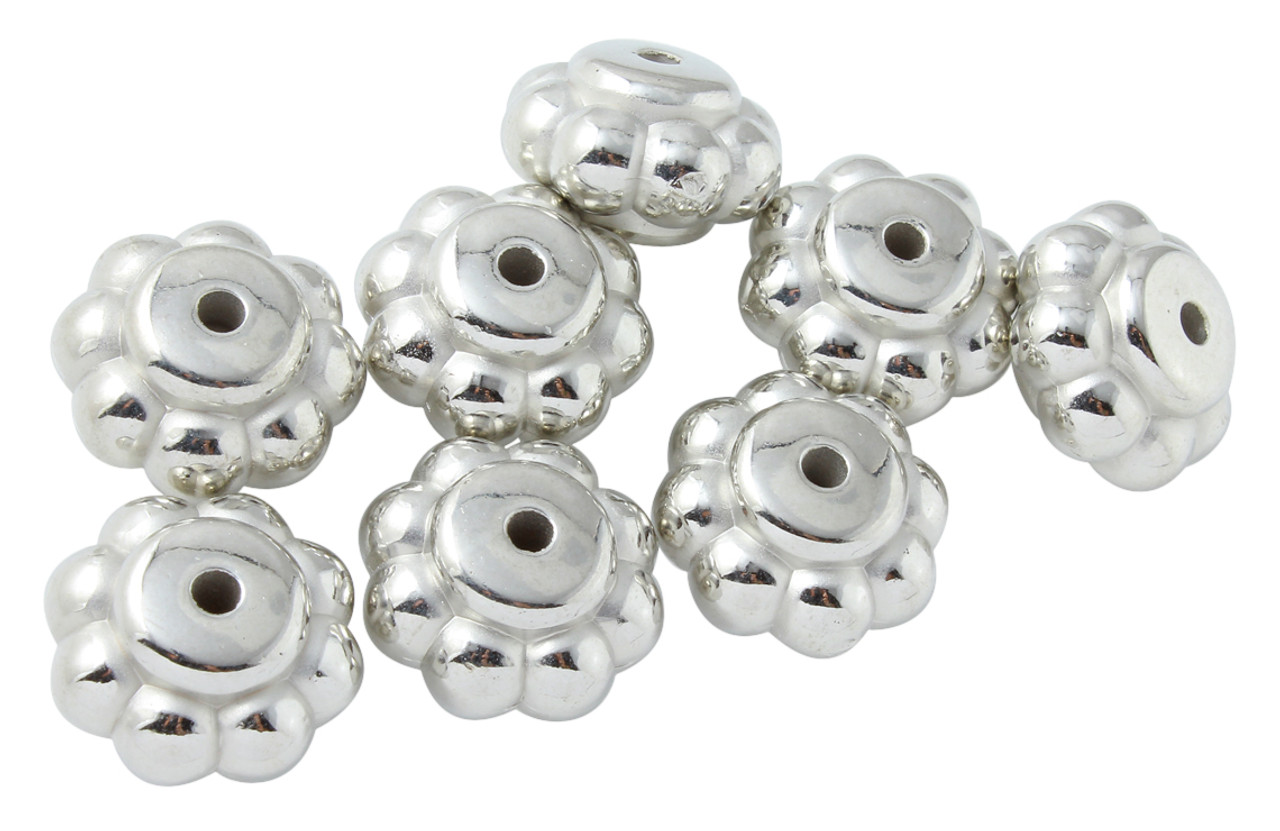 10 Pcs 18x11.8 mm Silver Plastic Flower Beads
