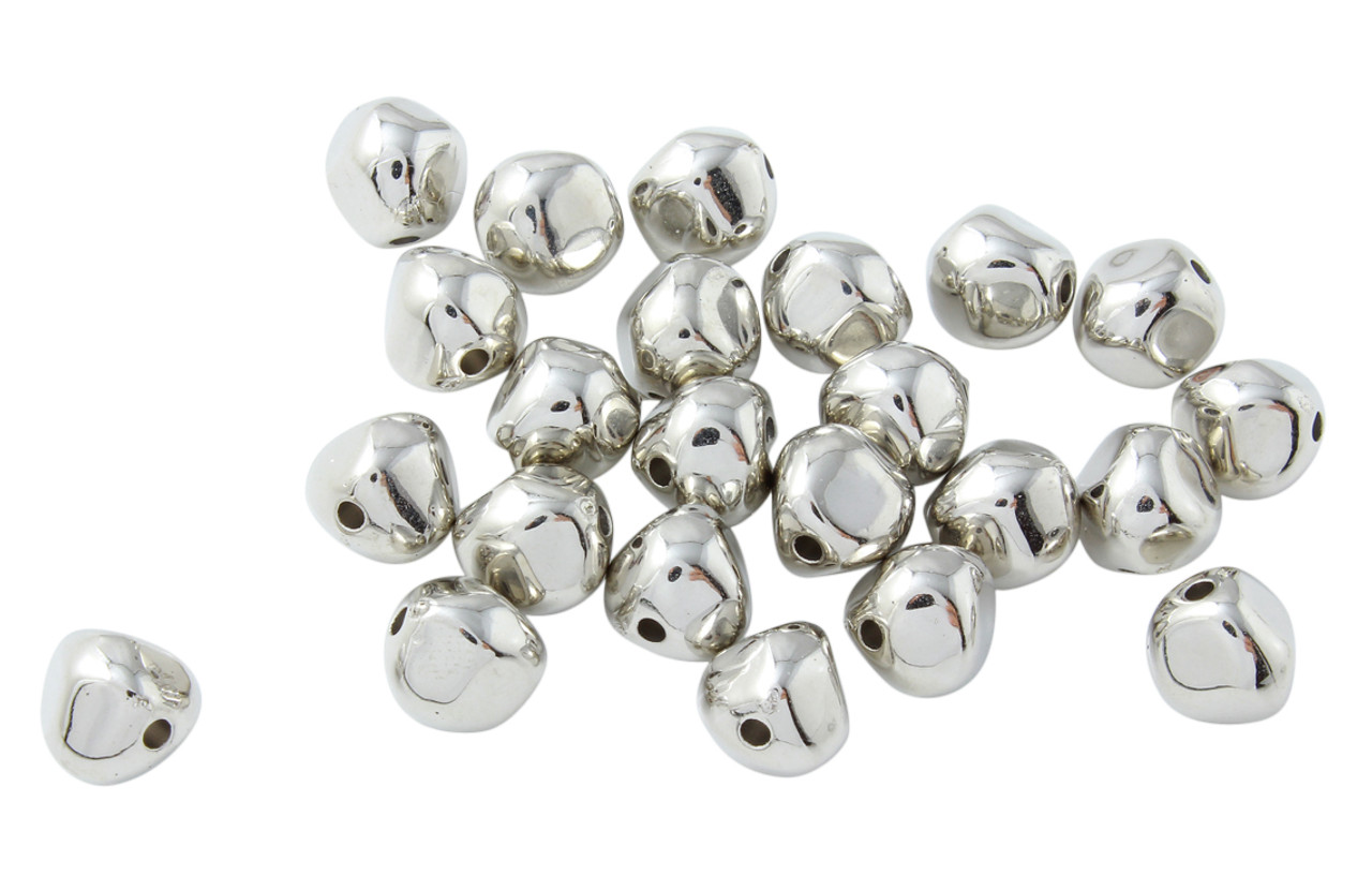 25 dice beads, 9mm cube, white with black dots