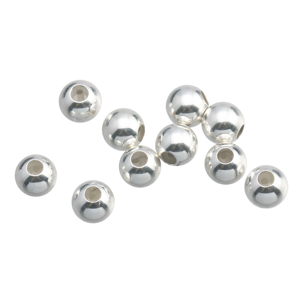 5 Pcs 4 mm Sterling Silver Silicone Beads