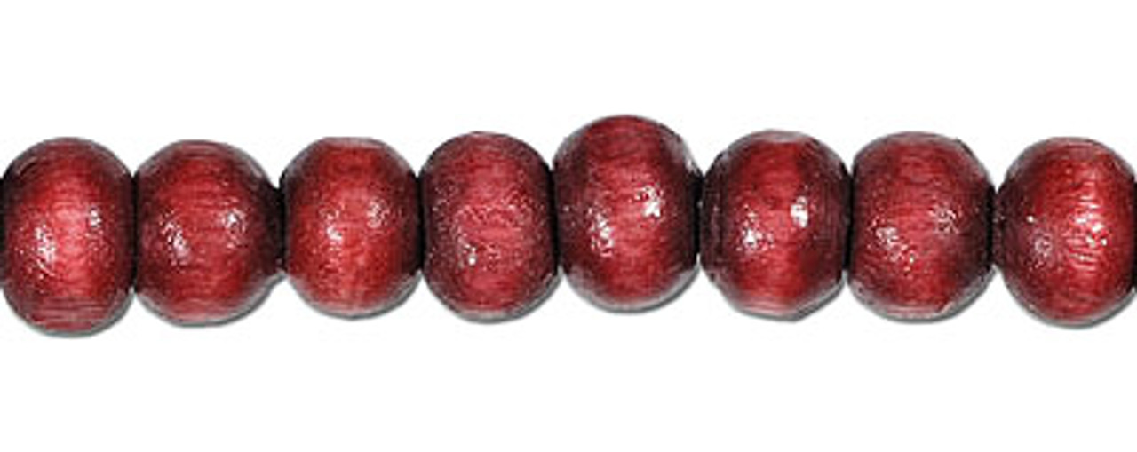 Red Wood Beads Roundelle 4mm