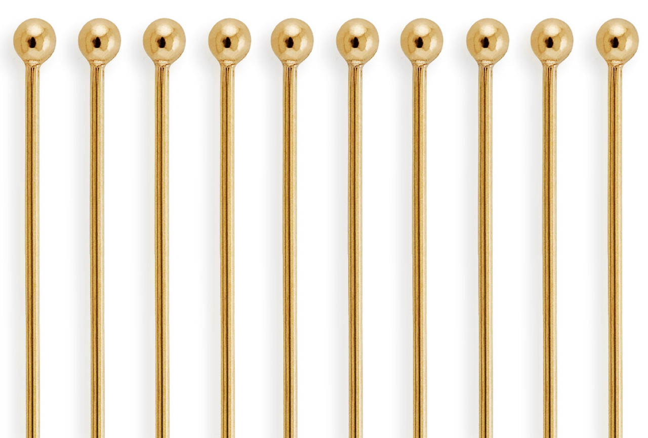 100 or 500 Pieces: 3 cm Gold Plated Head Pins, 21g