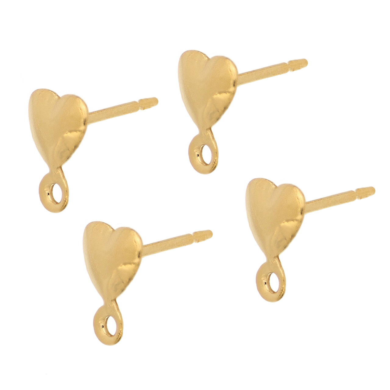 14k Gold Filled Heart Posts w/Ring 5mm 1 Pair