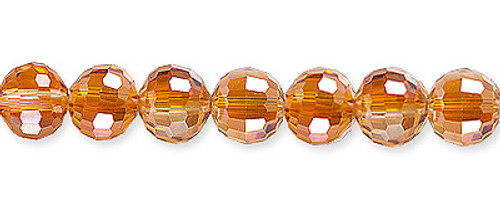 Round Faceted Glass Beads Orange