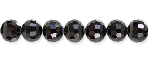 Round Faceted Glass Beads Black