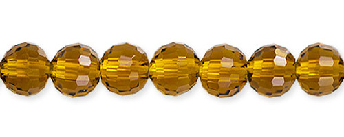 Round Faceted Glass Beads Amber