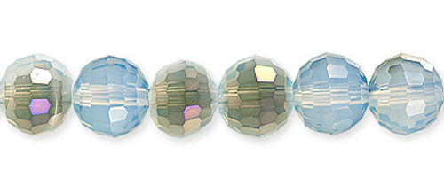 Round Faceted Glass Beads - Opaque White AB