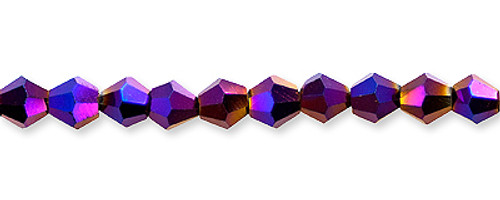 Bicone Royal Purple Glass Beads AB 4 mm