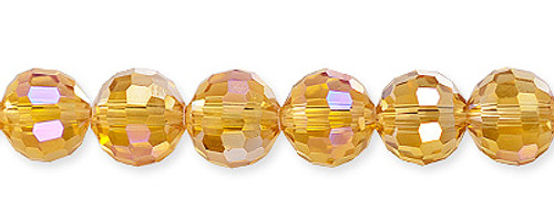 Glass Beads Round Faceted Yellow AB 8mm