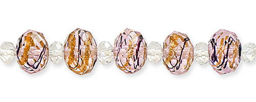 Lampwork Beads Pink/Black/Gold 5 Beads