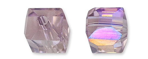 Cube Square Faceted Glass Beads Purple Pink AB 4 mm