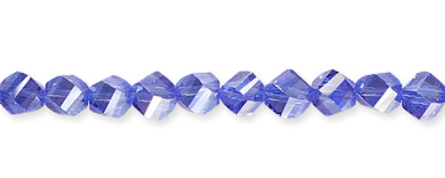 Glass Beads Twisted Blue AB 3.6X4 mm