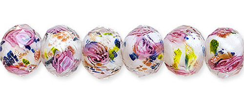 Lampwork Glass Beads 10mm White w/Pink