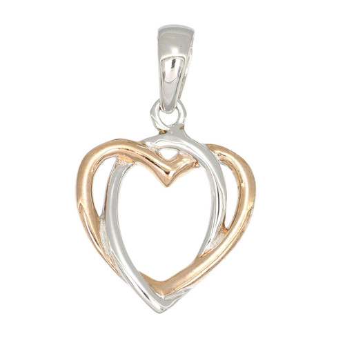 Stunning Sterling Silver Two Tone Heart Pendant