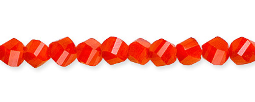 Glass Beads Twisted Red-Orange 3.6X4 mm