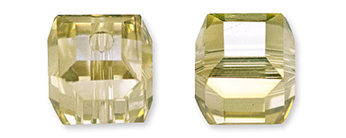 Cube Shape Lemon Smokey Glass Beads 6 mm