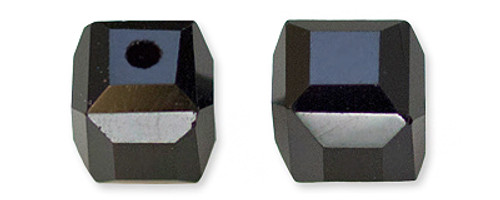 Cube Shape Black Glass Beads 6 mm