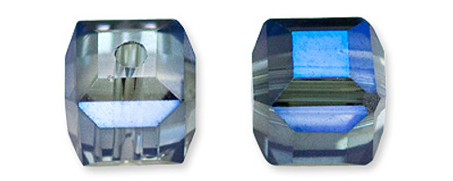 Cube Shape Blue Smokey Glass Beads 6 mm