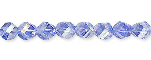 Glass Beads Twisted Blue AB 5.8X6 mm