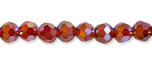 Round Faceted Glass Beads Red AB 4 mm