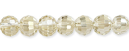 Round Faceted Glass Beads Light Yellow