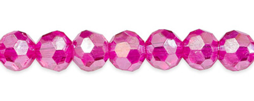 Glass Beads Round Faceted Hot Pink 4mm