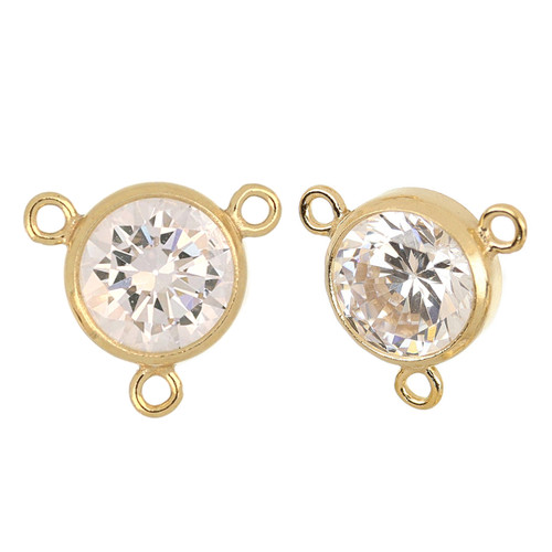 14K Gold Filled CZ "Y" Connectors 6mm - 1 Pair