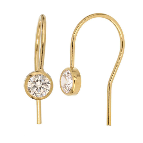 14k Gold Filled CZ Earwires 4mm 1 Pair-Clear