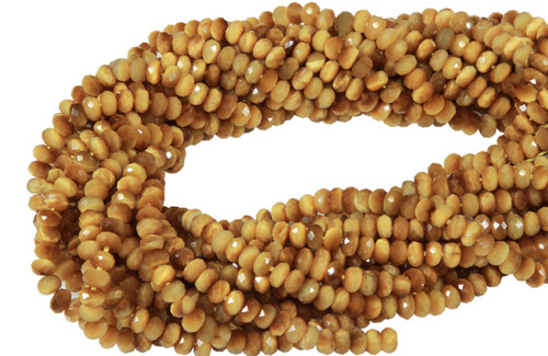 6 mm Golden Tiger Eye Natural Rondelle Faceted Gemstone Beads