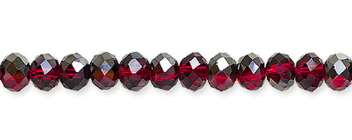 Red Silver Glass Beads Rondelle 4 mm