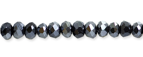 Glass Beads Black AB Rondelle 4 mm