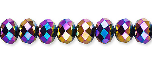Glass Beads Gold Purple Rondelle 10 mm