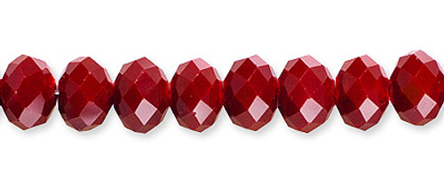 Rondelle Faceted Glass Beads - Red