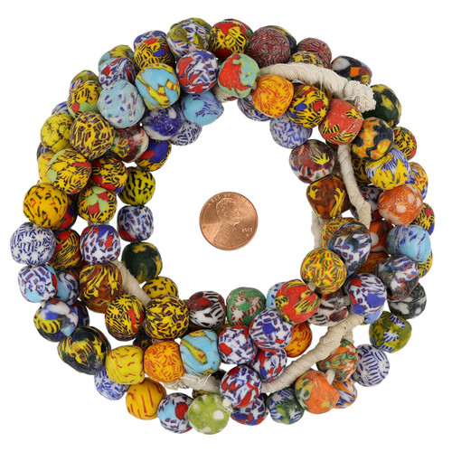 Multi Colored- Patterned-African Recycled Glass - Fused Beads-