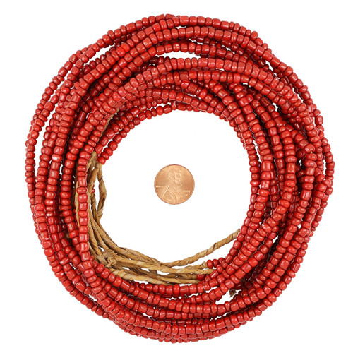 African -Waist Beads - Maasai Glass Seed Beads -Trade Beads - Kenya - Red