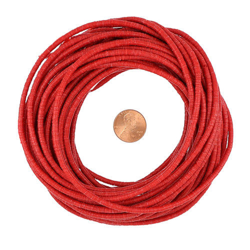 3mm African Vinyl Disk Beads - Fire Red