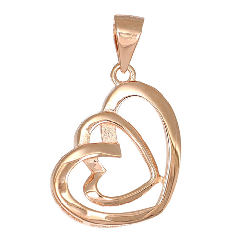 Sterling Silver Rose Gold Plated Double Heart Pendant