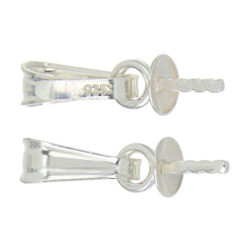 Sterling Silver Bail With Cup and Peg 3mm - 2 Pcs