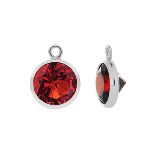 1 Pair Bag Of 4 mm Sterling Silver Deep Red CZ Drops
