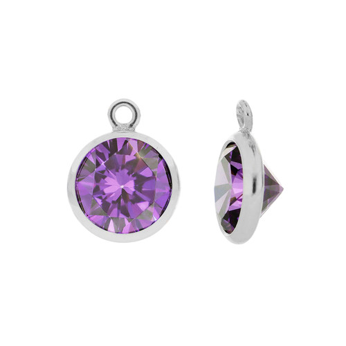 1 Pair 4 mm Sterling Silver Light Purple CZ Drops