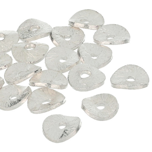 4 Inch Strand 6.3MM Silver Colored Wavy Disk Bead