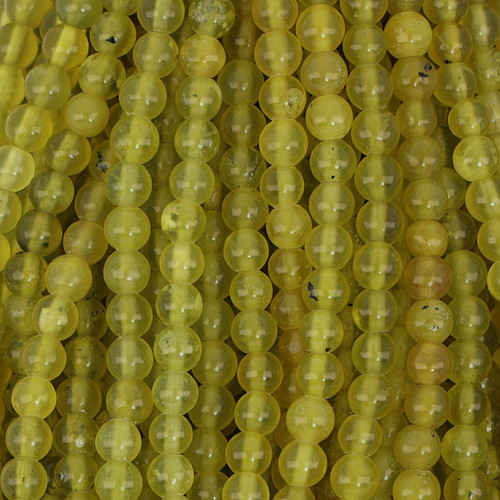 Round Smooth Beads 4mm 15 In Strand-Natural Olive Jade