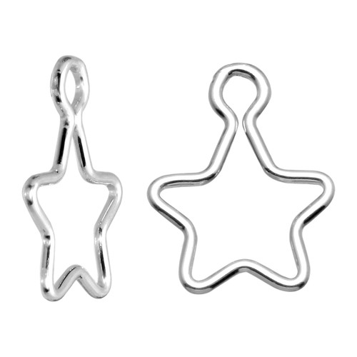 Sterling Silver Wire Star Charm With Ring Sterling Silver Wire Star Charm With Ring