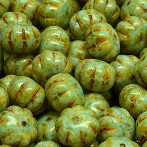 8x11 mm Pumpkin Pressed Czech Glass Beads