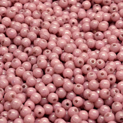 43 Pcs 3mm Czech Round Druk Glass Beads -Baby Pink