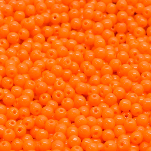 43 Pcs 3mm Czech Round Druk Glass Beads -Bright Orange