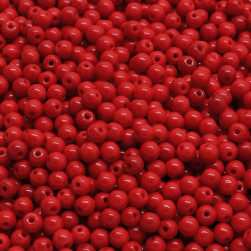 Czech Round Druk Glass Beads - Berry Red