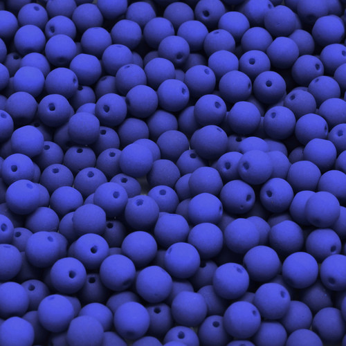 32 Pcs 4mm Czech Round Druk Glass Beads -Matte Royal Blue