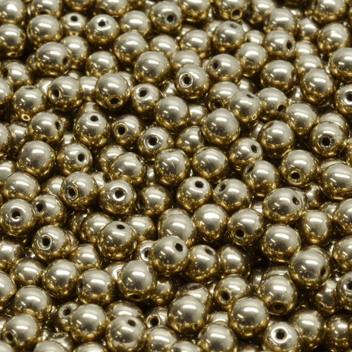 Czech Round Druk Glass Beads - Gold